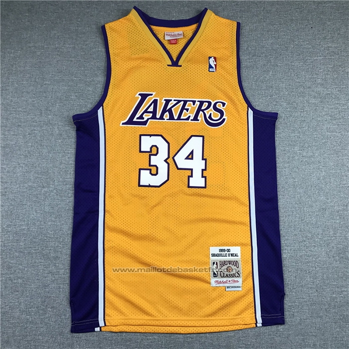 Maillot Los Angeles Lakers Shaquille O'Neal #34 Mitchell & Ness 1999-00 Jaune